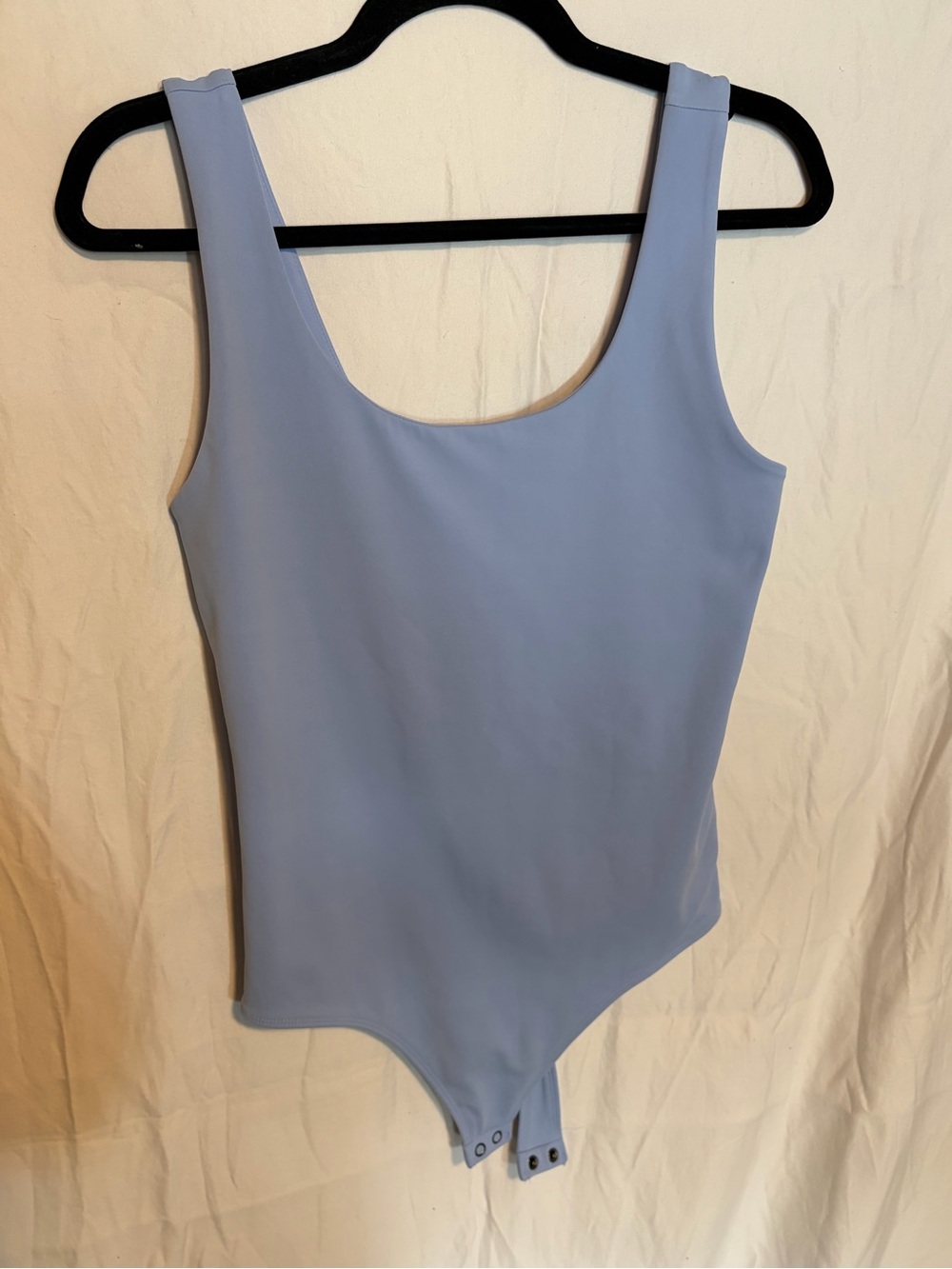Express Body Contour Pale Blue Scoop Neck One-Piece Bodysuit